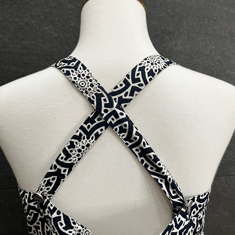 Tory Burch Button Front Geometric Floral Sundress Size 8 - Picture 4 of 11
